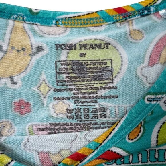 Posh Peanut Kids Teal Colorful Sticker Medley Pajama Top - Picture 5 of 5